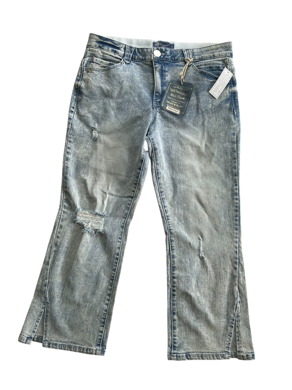 Democracy AbSolution Kick Flare Split Cuff High Rise Cropped Jeans Size 14 NWT